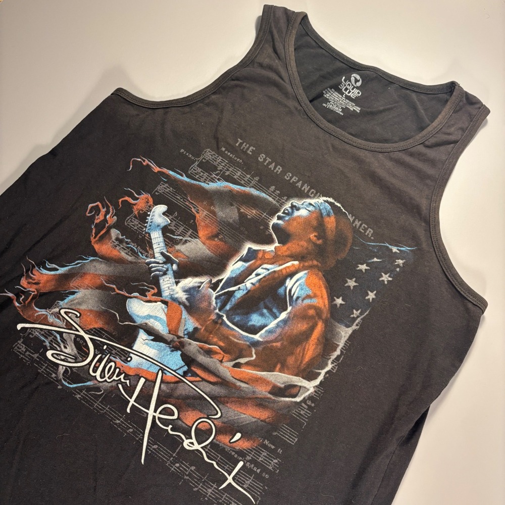 Liquid Blue Jimi Hendrix Star Spangled Banner Graphic Tank Top Men's‎ Large